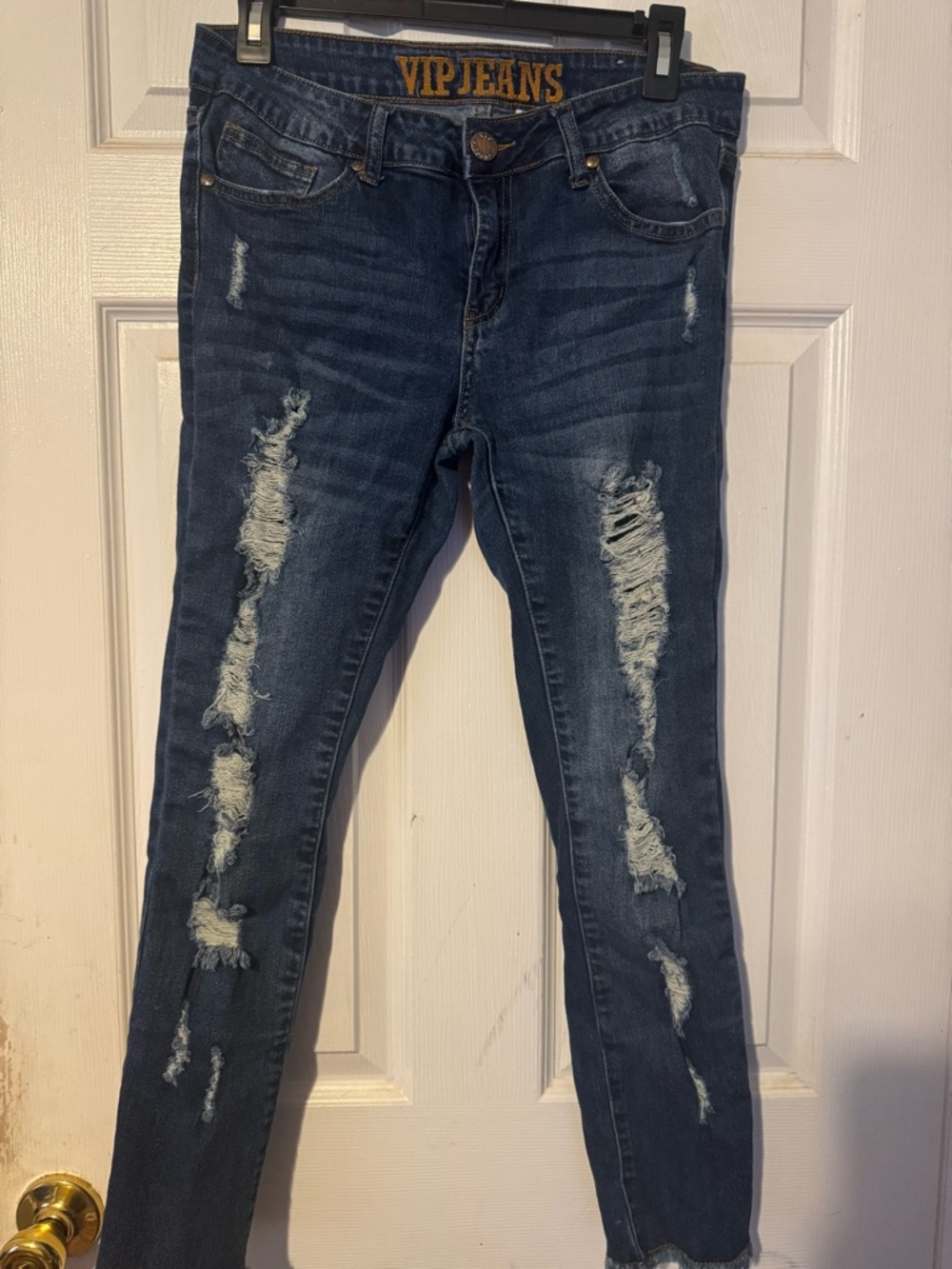 Juniors VIP Dark Blue Ripped Skinny Jeans